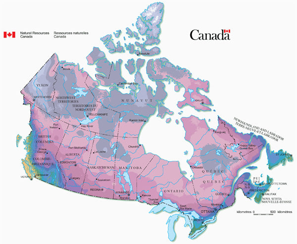 Map of the growing zones in Canada